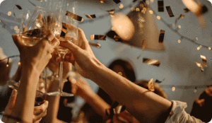 toasting and tasting wines party atmosphere